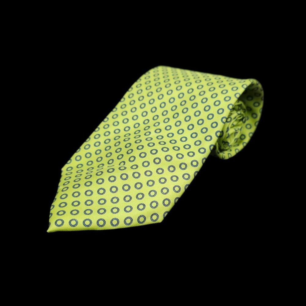 Peter Blair Silk Tie 100% Silk Green Blue Rings Circles Classic Preppy USA Made